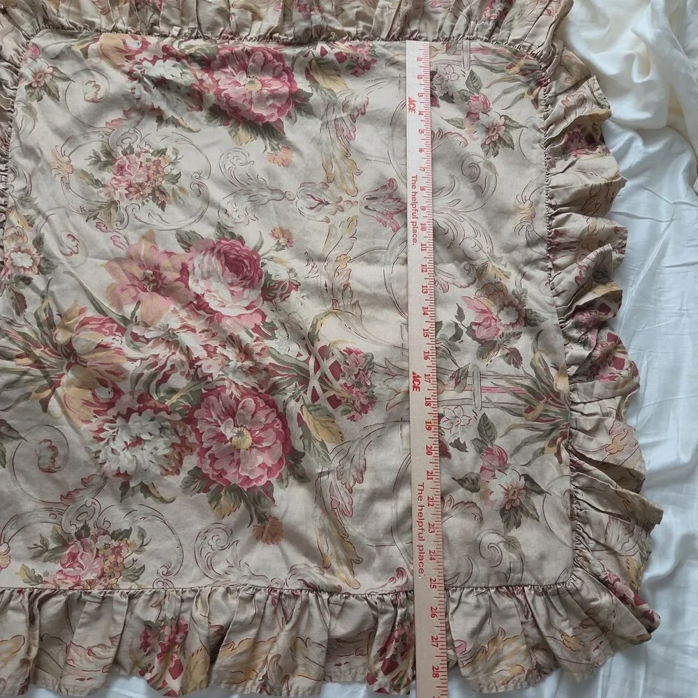 Pair (2) Vintage Ralph Lauren Guinevere Aragon Ruffled Euro Shams Cotton 25